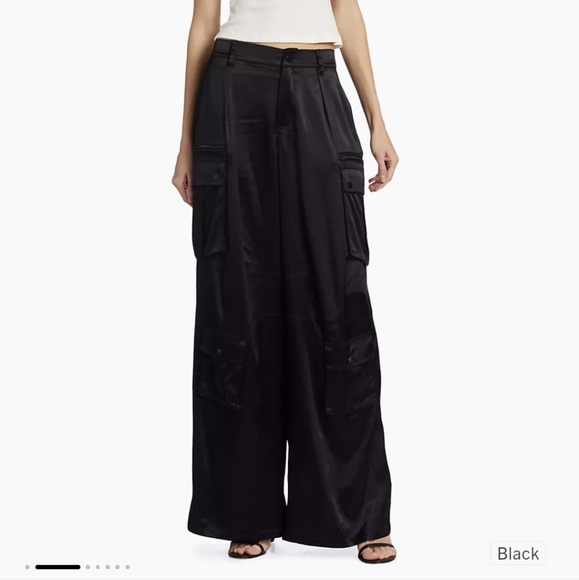 Alice + Olivia Joette Satin Cargo Pants Size 12 petite - Picture 1 of 14